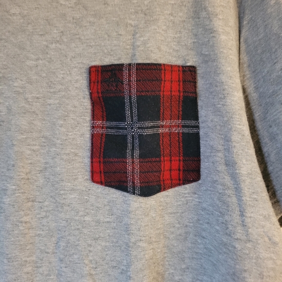 Penguin Gray Tee with tartan plaid pocket XXL - Picture 2 of 3